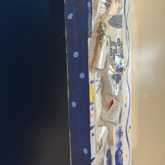 Hand Made Mosaic Rectangular Wall Accent Mirror Stain Glass 22” x 17.6” - Picture 4 of 7